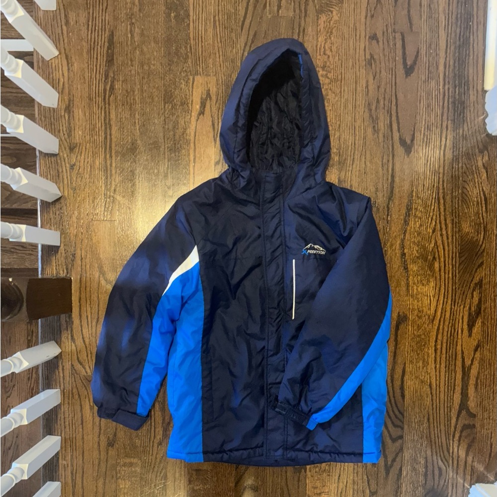 Kids' Navy and Blue Hooded Puffer Jacket